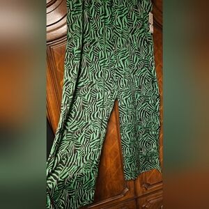 MICHAEL MICHAEL KORS Women's Zebra-Print High-Slit Pants  Spring Green Size XL
